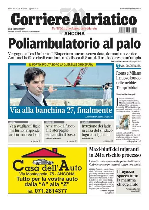 Prima-pagina-corriere adriatico-edizione-di-oggi-01-08-2024